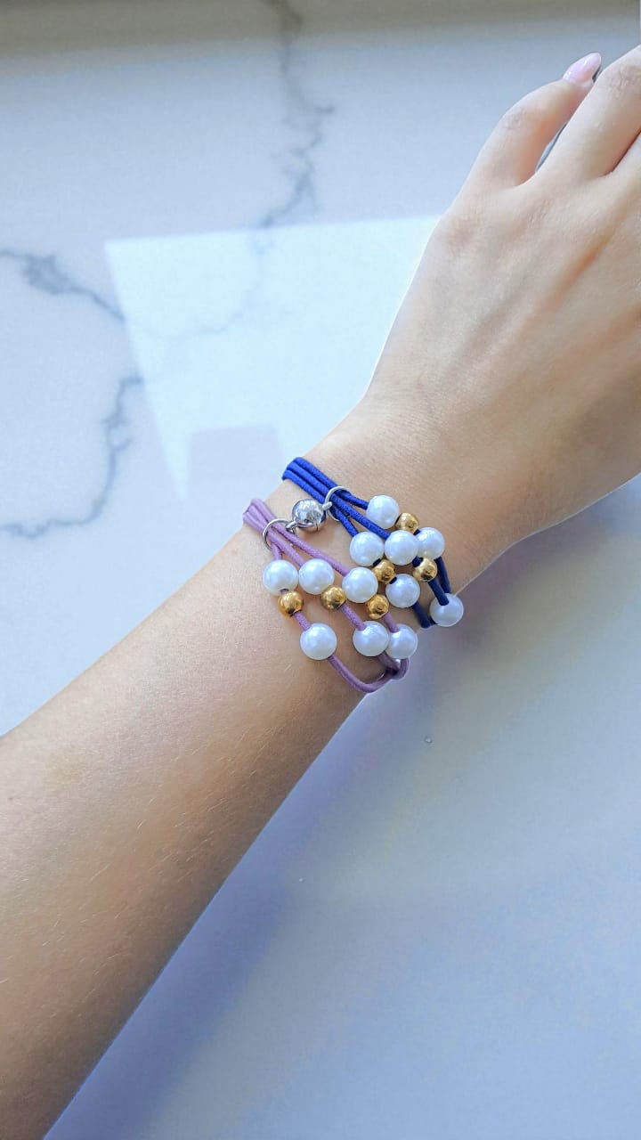 Браслеты парные с бусинами и магнитом арт.tr2139 синий с пыльно-розовым Браслеты парные с бусинами и магнитом арт.tr2139 синий с пыльно-розовым