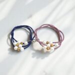 Браслеты парные с бусинами и магнитом арт.tr2139 синий с пыльно-розовым
