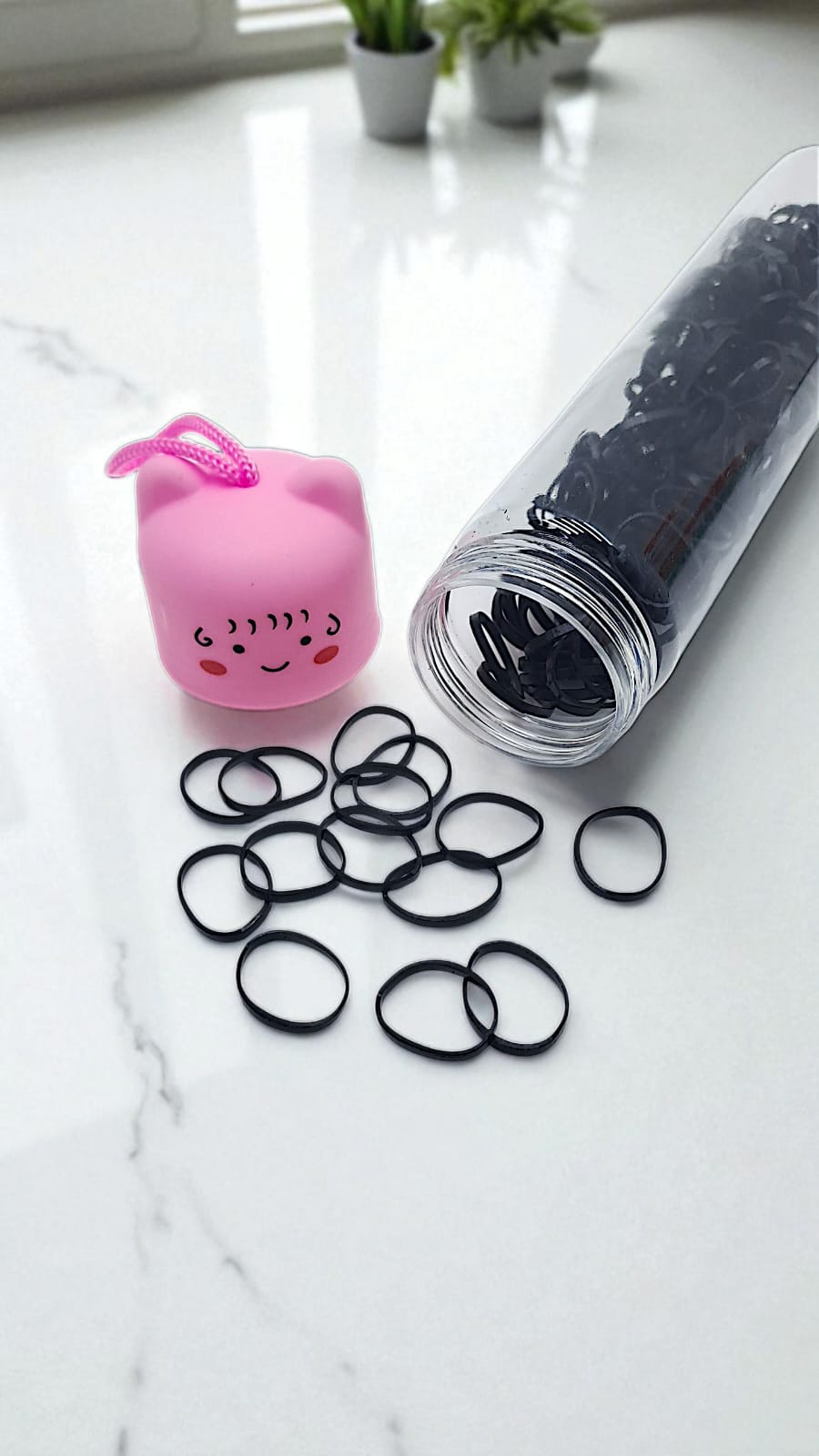 Резинки силиконовые в тубусе с розовой крышечкой арт.tr2215 черные Резинки силиконовые в тубусе с розовой крышечкой арт.tr2215 черные