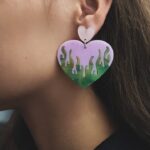 Серьги акрил Сердце арт.tr1969 розово-зеленое