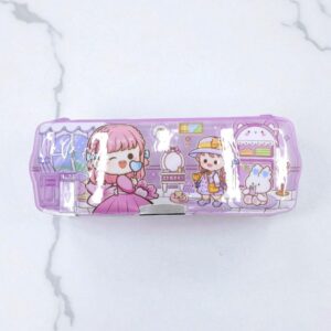 Пенал твердый+точилка две девочки арт.b-519-3 фиолетовый