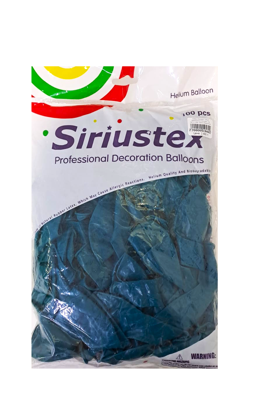 Шары упаковка 100шт однотонные Siriustex 12д арт.tr1086 темно-бирюзовые Шары упаковка 100шт однотонные Siriustex 12д арт.tr1086 темно-бирюзовые