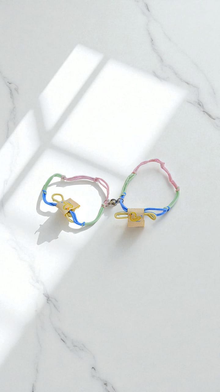 Браслеты парные с магнитом Утенок арт.tr2159 разноцветные Браслеты парные с магнитом Утенок арт.tr2159 разноцветные