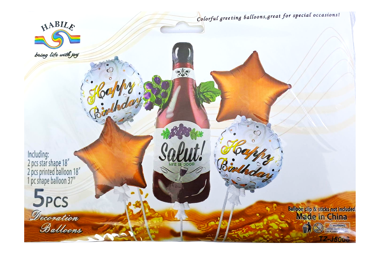 Шары фольга набор Salut! Life is good уп 5шт арт.tz-j5006 Шары фольга набор Salut! Life is good уп 5шт арт.tz-j5006