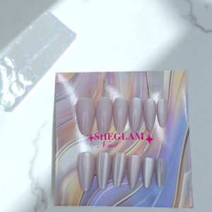 Ногти накладные кошачий глаз Sheglam Nail миндаль арт.tr2221 бело-лиловые