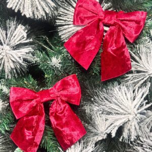 Бантики новогодние бархат 2шт красные арт.6372-36