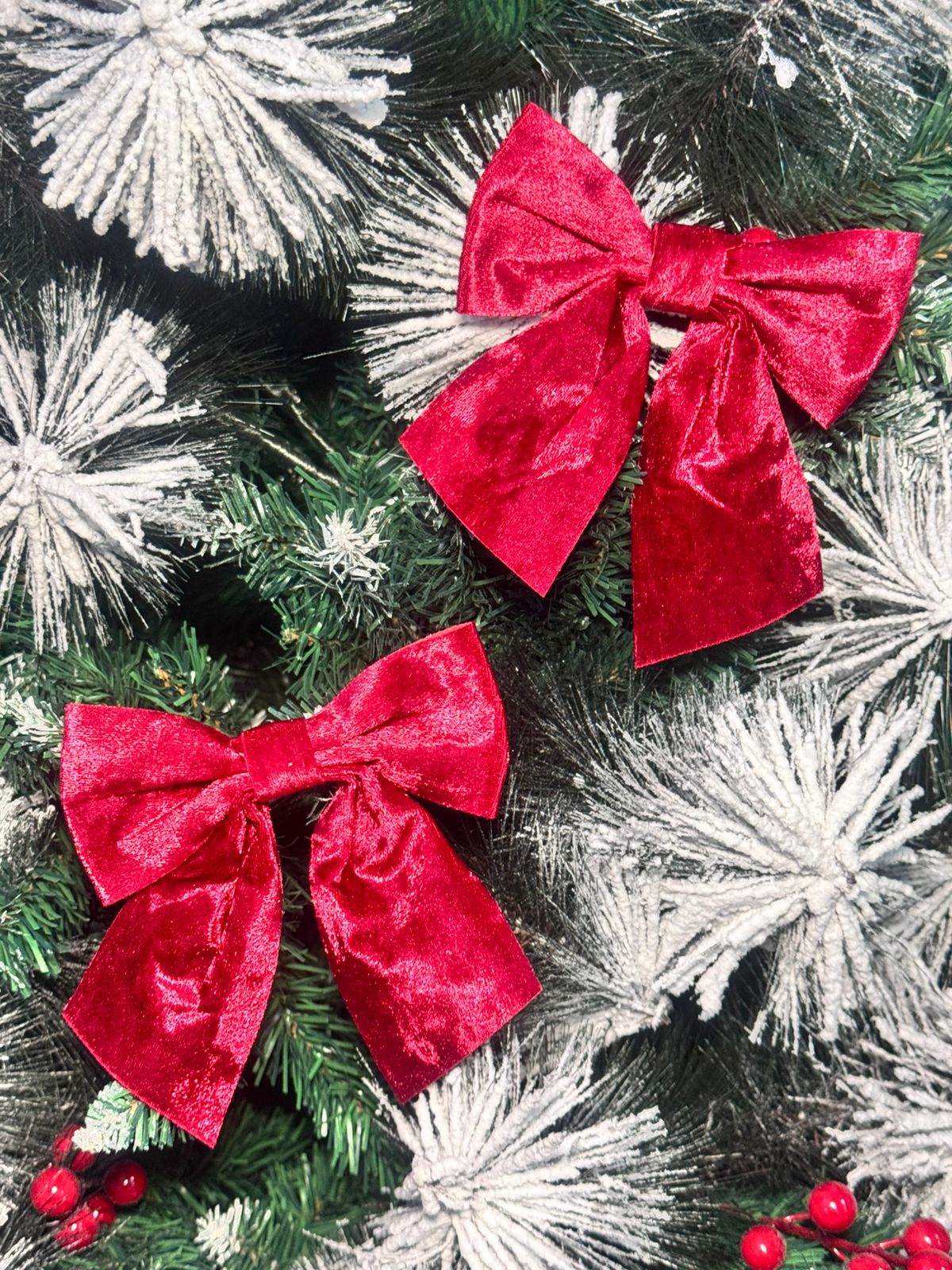 Бантики новогодние бархат 2шт красные арт.6372-36 Бантики новогодние бархат 2шт красные арт.6372-36