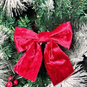 Бантики новогодние бархат 2шт красные арт.6372-36