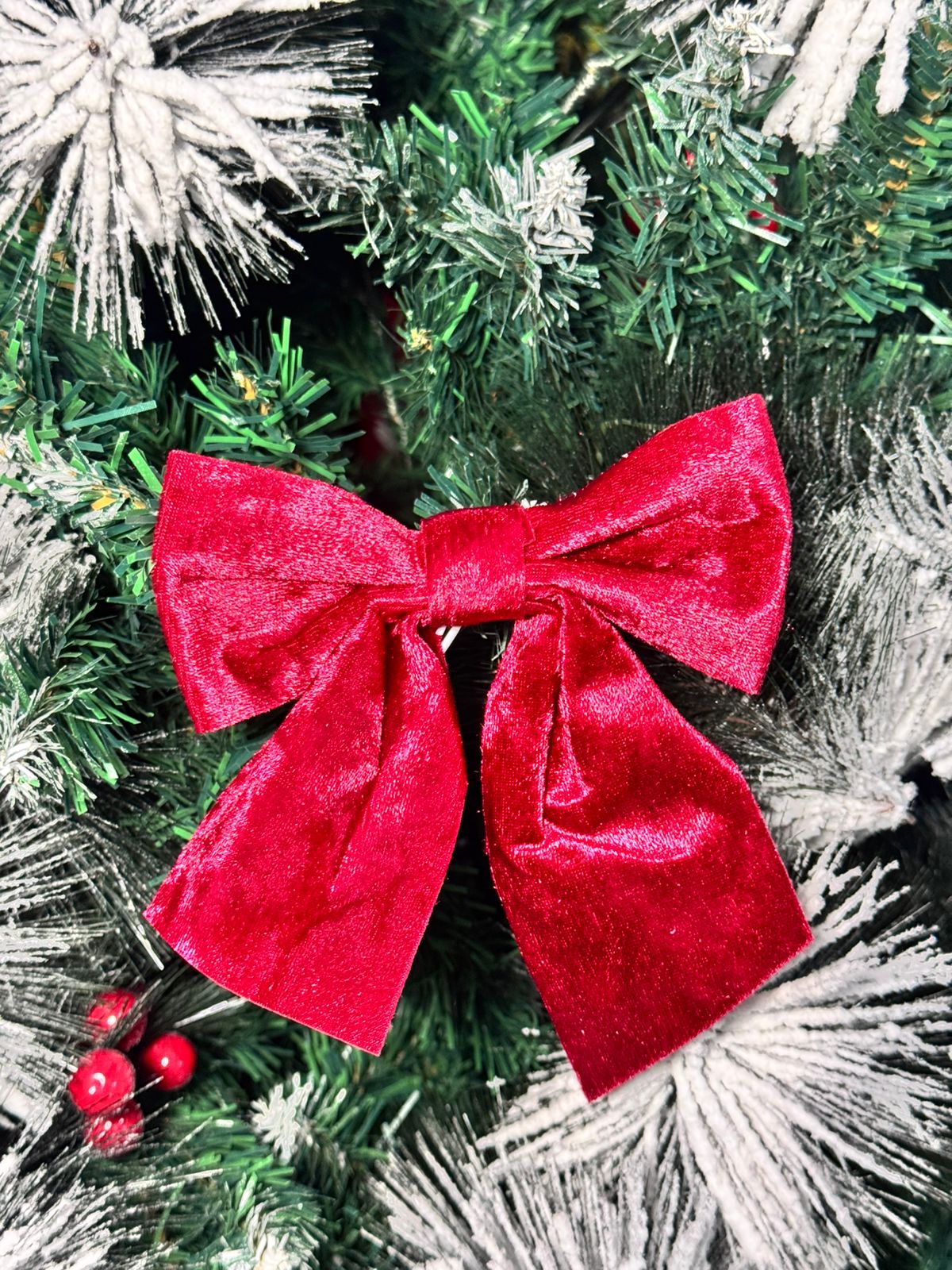 Бантики новогодние бархат 2шт красные арт.6372-36 Бантики новогодние бархат 2шт красные арт.6372-36