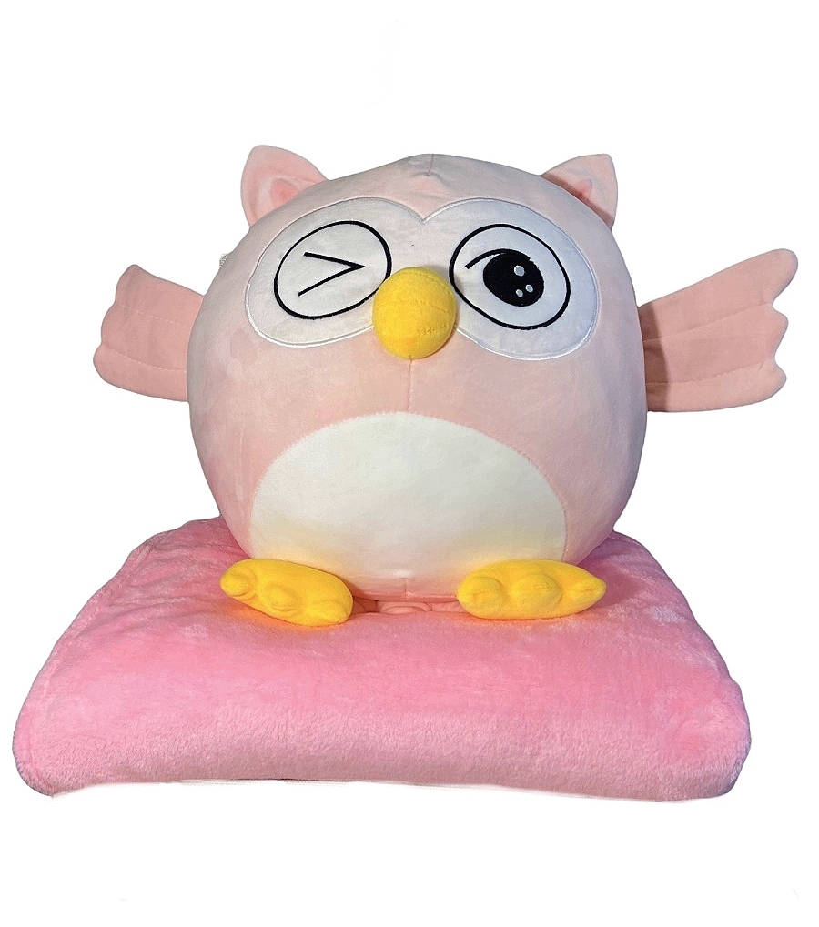 Мягкая игрушка Сова розовая с пледом 40см арт.tr1480 Мягкая игрушка Сова розовая с пледом 40см арт.tr1480