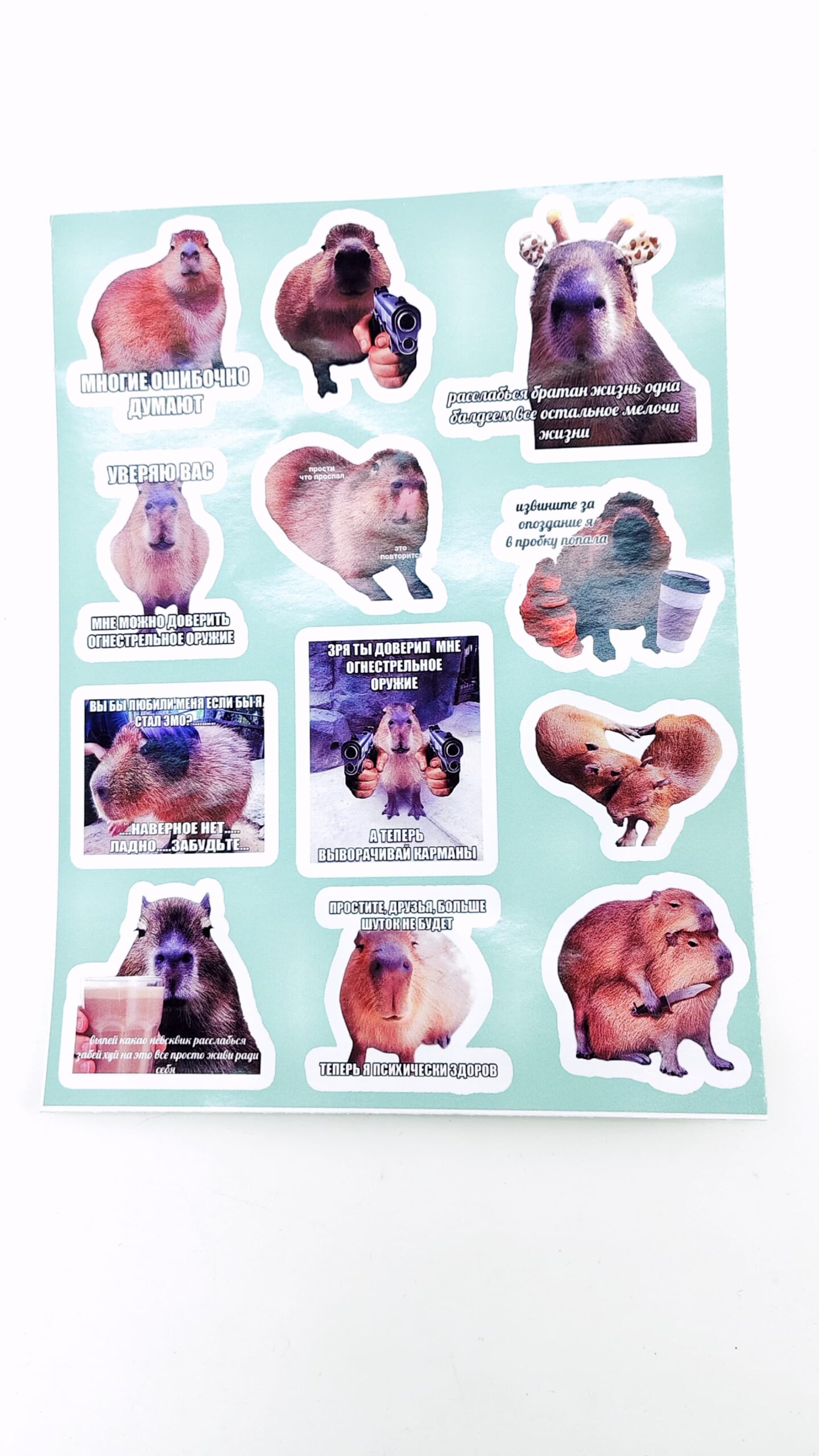 Наклейки Капибара на листе А5 арт.10790 Наклейки Капибара на листе А5 арт.10790