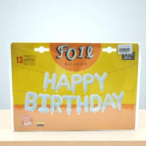 Растяжка фольга Happy Birthday арт.t-256 белая