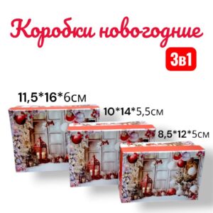Коробка новогодняя 3в1 16*12 2500тг