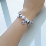 Браслет титан Pandora розовый с сердцем арт.tr1800 серебро