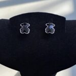 Серьги титан черные Мишки арт.tr2188 серебро