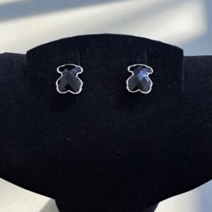 Серьги титан черные Мишки арт.tr2188 серебро