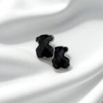 Серьги титан черные Мишки арт.tr2188 серебро