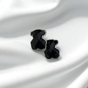 Серьги титан черные Мишки арт.tr2188 серебро