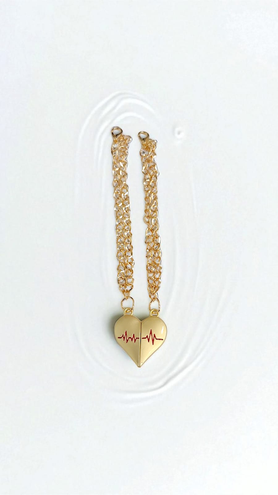 Браслеты парные на цепочке с магнитом сердце пульс арт.tr1833 золото Браслеты парные на цепочке с магнитом сердце пульс арт.tr1833 золото