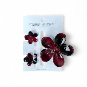 Крабик Цветок 3-7см уп 3шт арт.tr2536 черный с бордовым