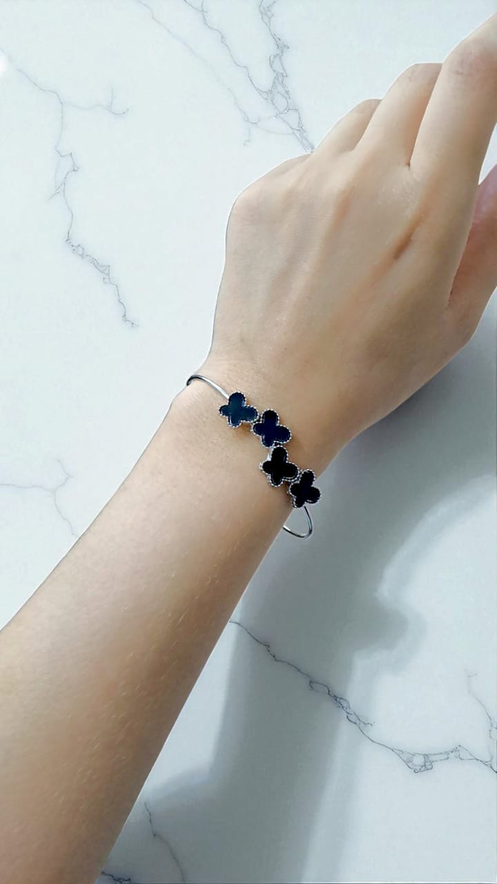 Браслет черные бабочки арт.tr2141 серебро Браслет черные бабочки арт.tr2141 серебро