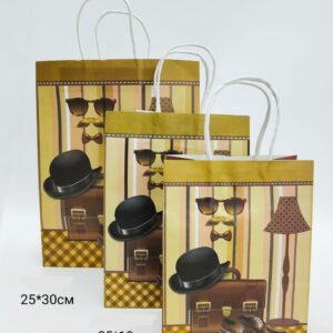 Пакет подарочный 25*30см Мужские аксессуары арт.jk1647a-3 светло-коричневый