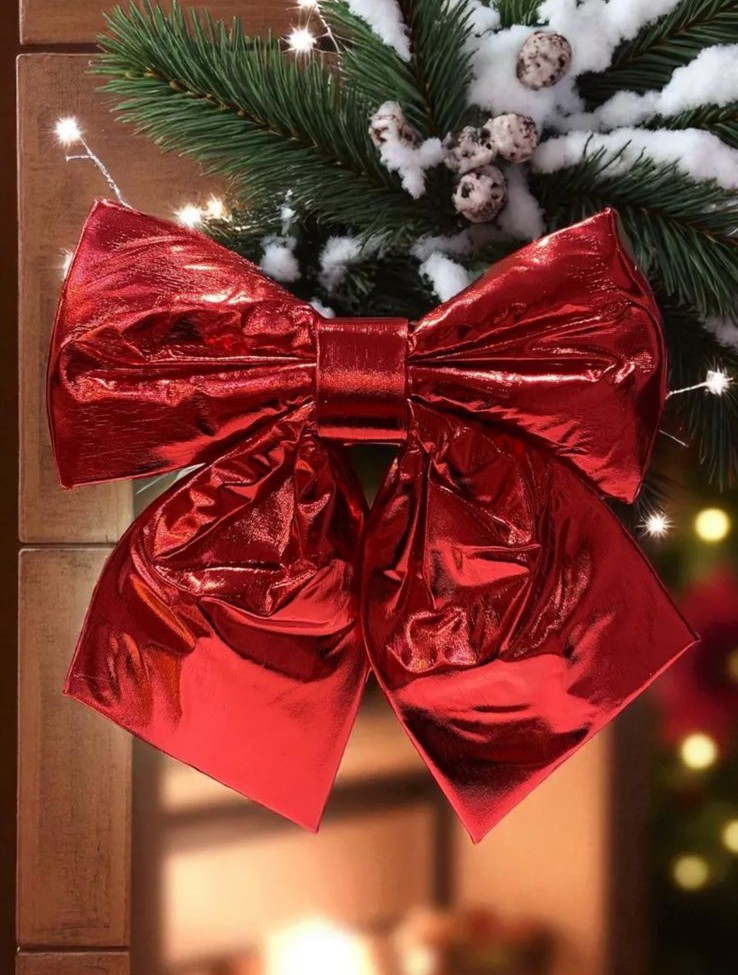Бант новогодний глянцевый красный арт.6224-9 Бант новогодний глянцевый красный арт.6224-9