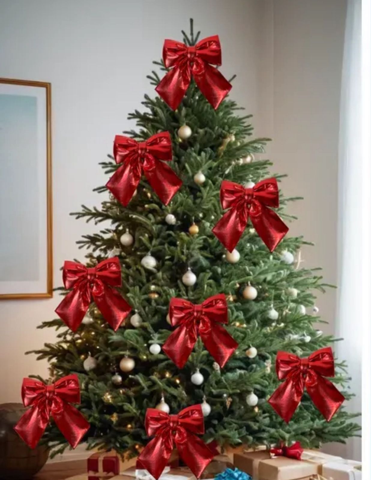 Бант новогодний глянцевый красный арт.6224-9 Бант новогодний глянцевый красный арт.6224-9