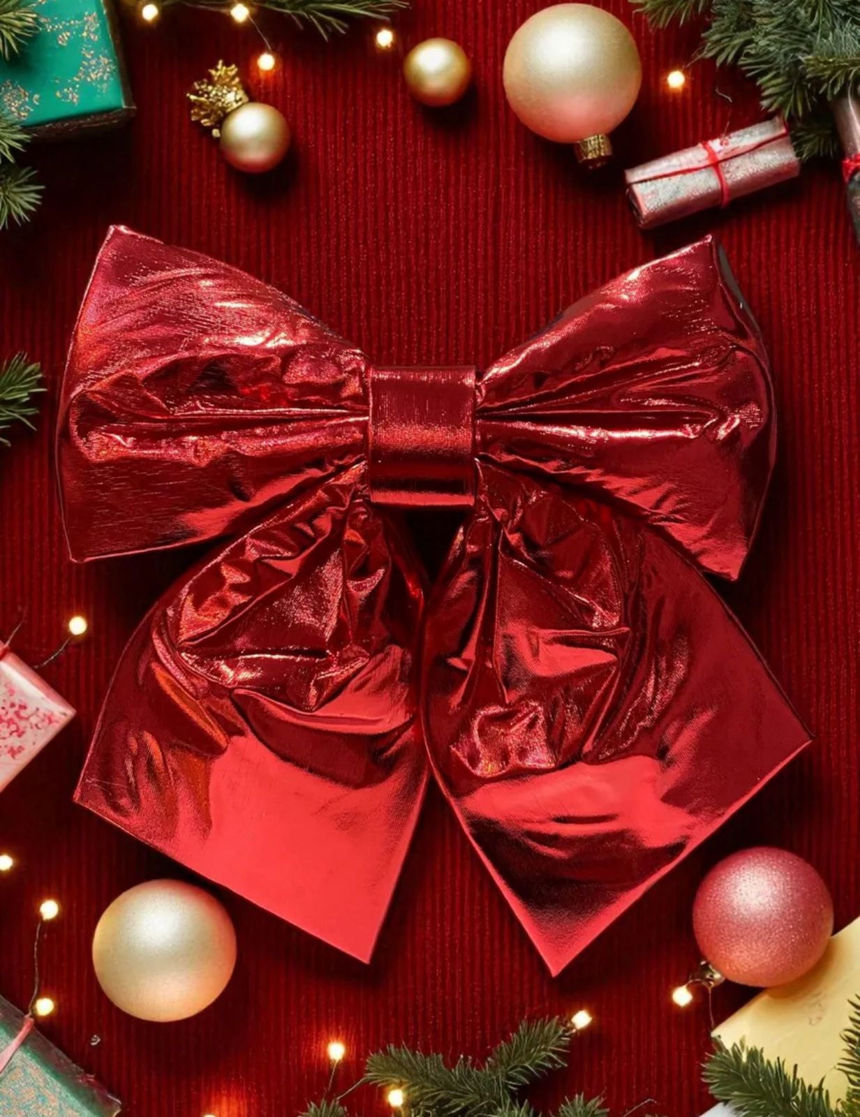 Бант новогодний глянцевый красный арт.6224-9 Бант новогодний глянцевый красный арт.6224-9