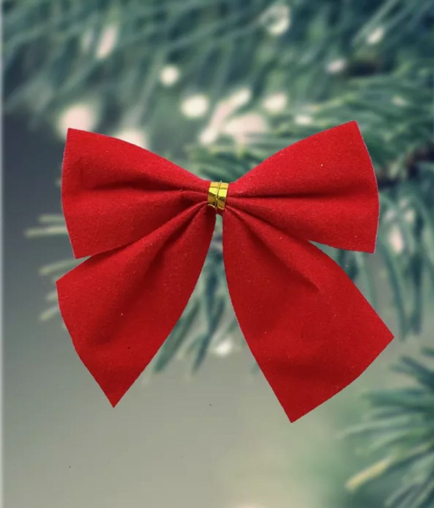 Бантики новогодние 3шт красные арт.6372-27 Бантики новогодние 3шт красные арт.6372-27
