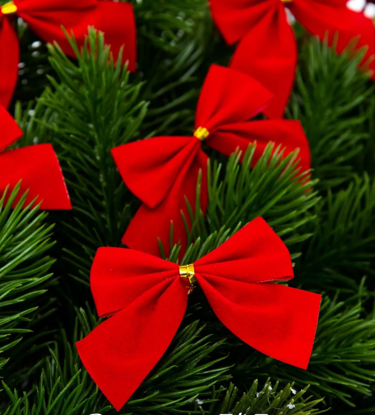 Бантики новогодние 3шт красные арт.6372-27 Бантики новогодние 3шт красные арт.6372-27