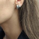 Серьги Сердце титан 1,5см арт.tr1757 серебро