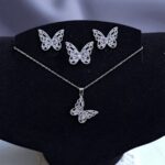 Набор титан 3в1 цепочка+серьги+кольцо бабочки со стразами арт.tr2067 серебро