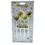 Свечи в торт Сердца с шариками арт.jh239499 золото