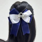 Резинка для волос Бант с короной арт.3715-4 бело-синий