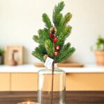 Новогодняя ветка хвои с ягодами и шишками 1200тг