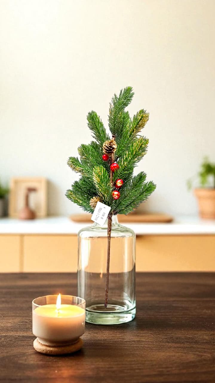 Новогодняя ветка хвои с ягодами и шишками 1200тг Новогодняя ветка хвои с ягодами и шишками 1200тг