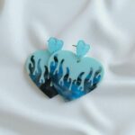 Серьги акрил Сердце арт.tr2369 сине-голубые