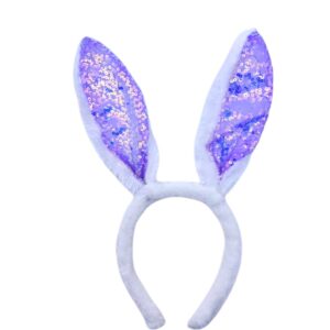 Ободок Зайка мех арт.tr3200 бело-сиреневый с пайетками