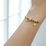 Браслет титан под Pandora со звездочками арт.tr1843 золото