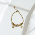 Браслет титан под Pandora со звездочками арт.tr1843 золото