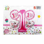 Шары фольга набор 1 first Birthday Girl уп 5шт арт.xy-101-1