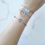 Браслеты уп 3шт с подвесками слоник+корона арт.tr2156 серебро