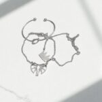 Браслеты уп 3шт с подвесками слоник+корона арт.tr2156 серебро