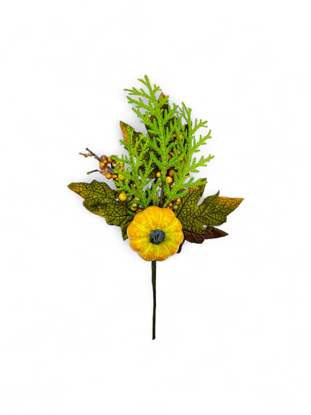 Ветка осень с тыквой арт.tr2497 зелено-желтая Ветка осень с тыквой арт.tr2497 зелено-желтая