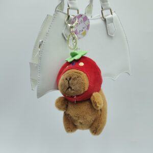 Брелок мягкий Капибара в капюшоне 10см арт.b38m красный