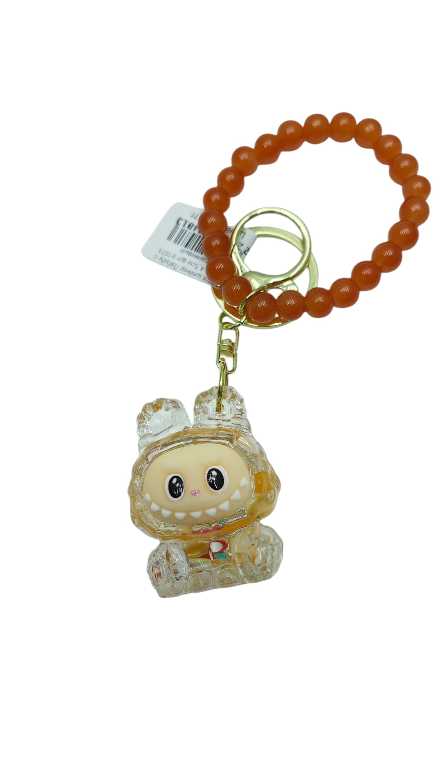 Брелок шейкер Лабубу с бусами 4,5см арт.tr1873 оранжевый Брелок шейкер Лабубу с бусами 4,5см арт.tr1873 оранжевый