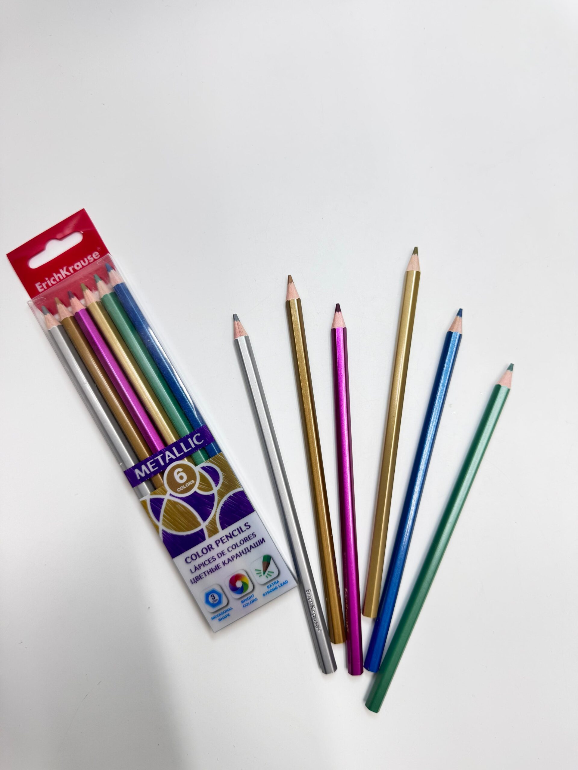 Цветные карандаши ErichKrause Metallic 6цв арт.56078 Цветные карандаши ErichKrause Metallic 6цв арт.56078