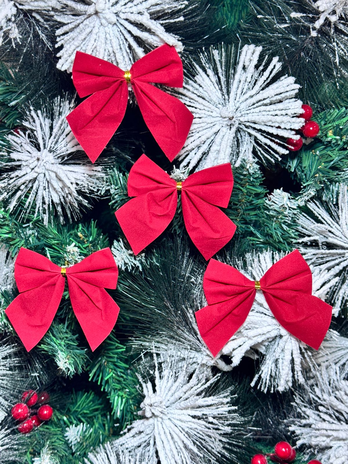 Бантики новогодние 4шт красные арт.6372-26 Бантики новогодние 4шт красные арт.6372-26
