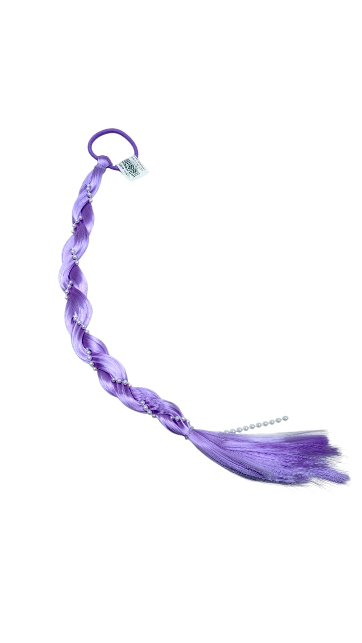 Косичка на резинке с жемчугом арт.tr1583 сиреневая Косичка на резинке с жемчугом арт.tr1583 сиреневая